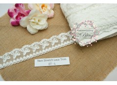 Non Stretch Lace Trim, Embroidery, Soft Gauze (ET.L) - 4.5cm -1m length